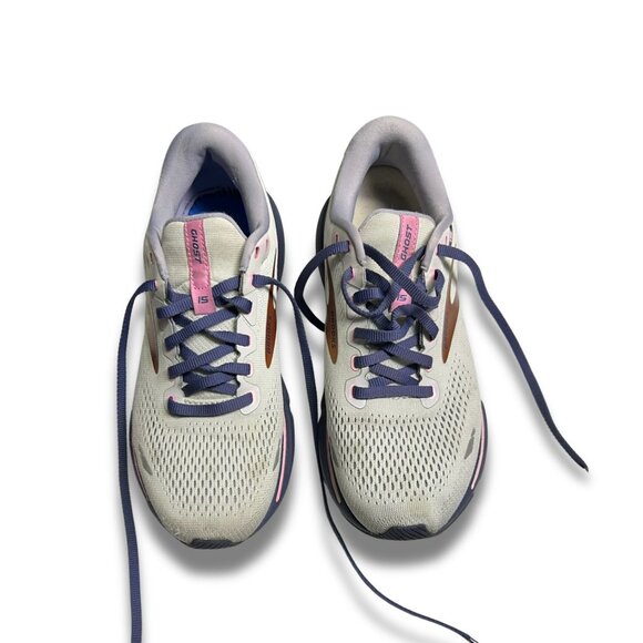 Brooks Ghost 15 Running Shoes Womens Size 8 White Gold Running Sneakers Comforta - Picture 2 of 7